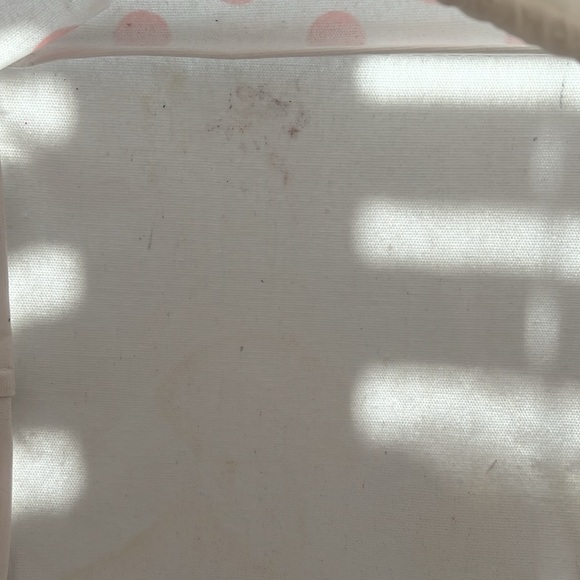 polkadot drawstring sack basket with leather like handles - Picture 8 of 11